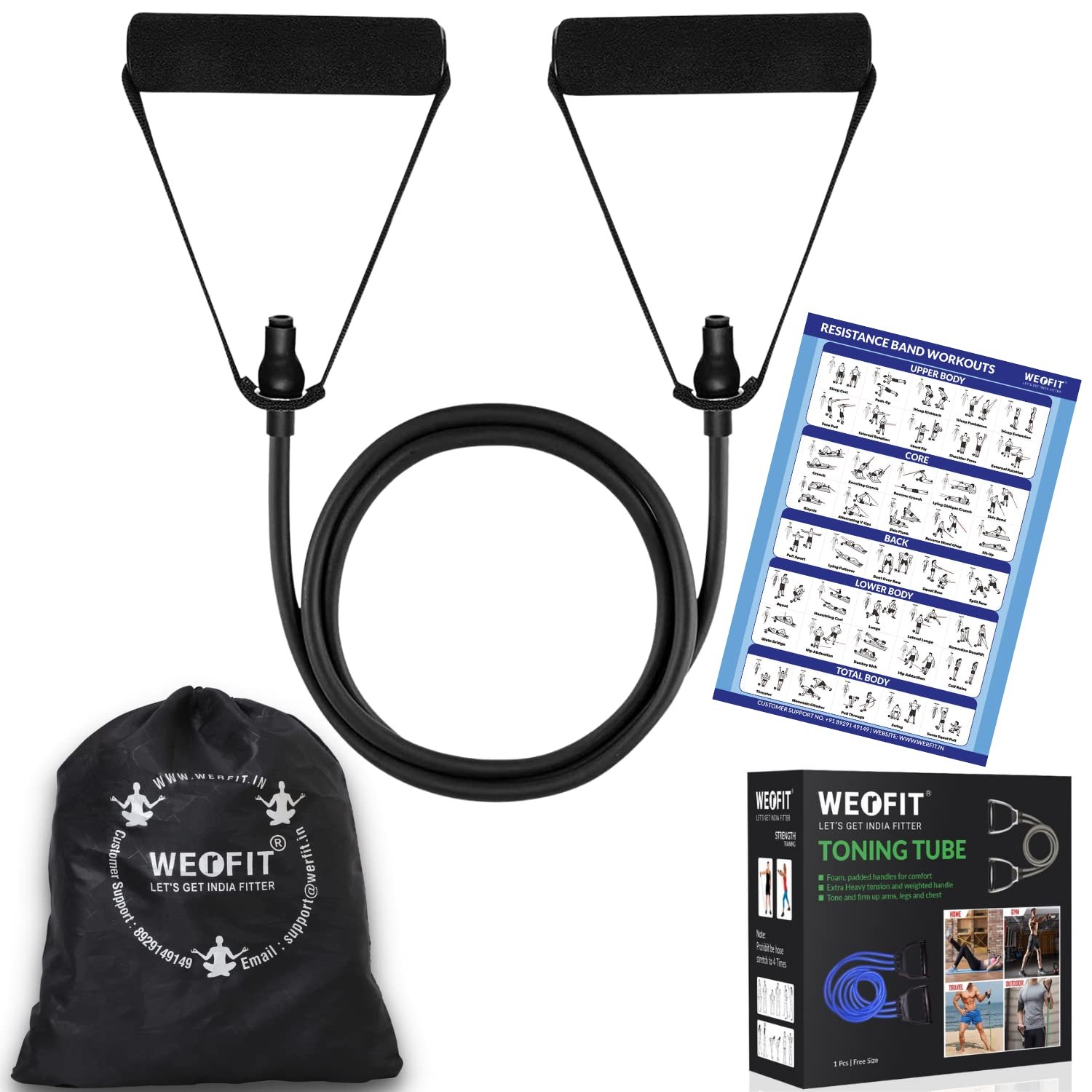 WErFIT® Resistance Band & Tube for Complete Workouts(30 LBS) with Carry Bag